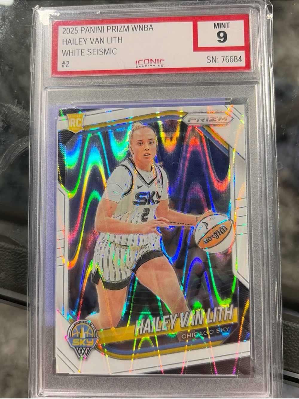 Panini Prizm WNBA Holographic White Seismic Haley Van Lith Rookie Card